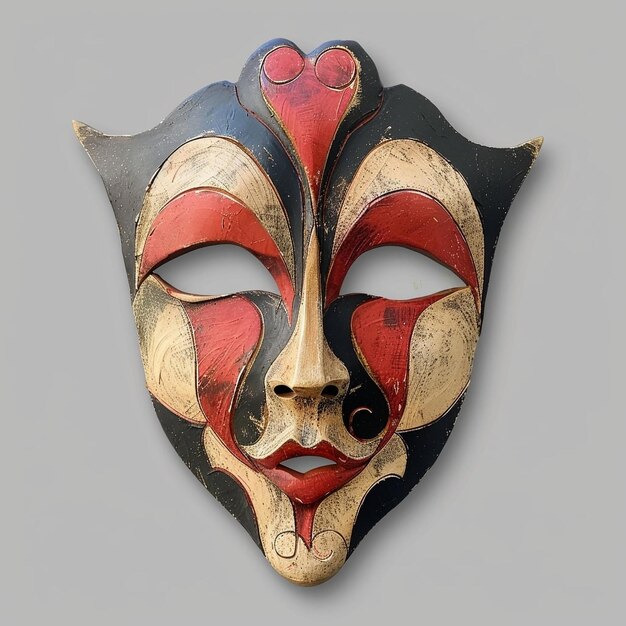 Wooden theater mask comedy and tragedy