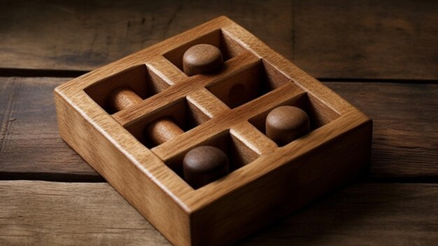 Photo a wooden tic tac toe game