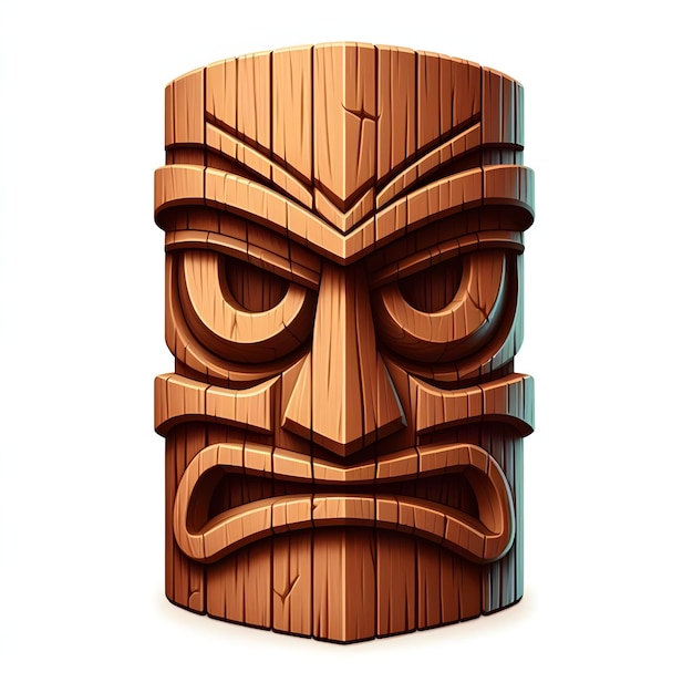 Photo wooden tiki mask head