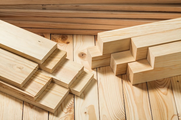 Photo wooden timber on wood board background close up