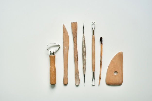 Wooden tools for working with clay and ceramics