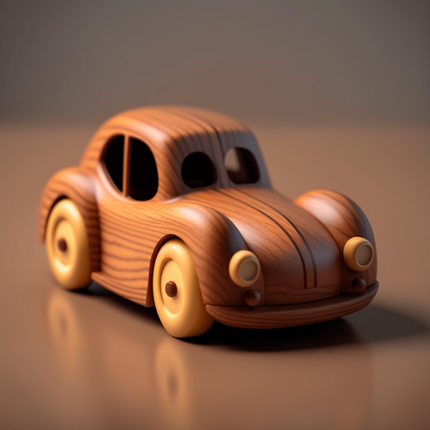 木のおもちゃの車 3 d レンダリング イラスト画像の壁紙の背景