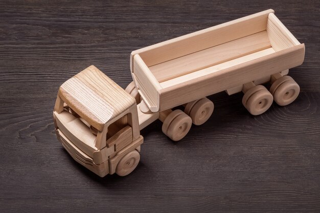 Wooden toy car top view