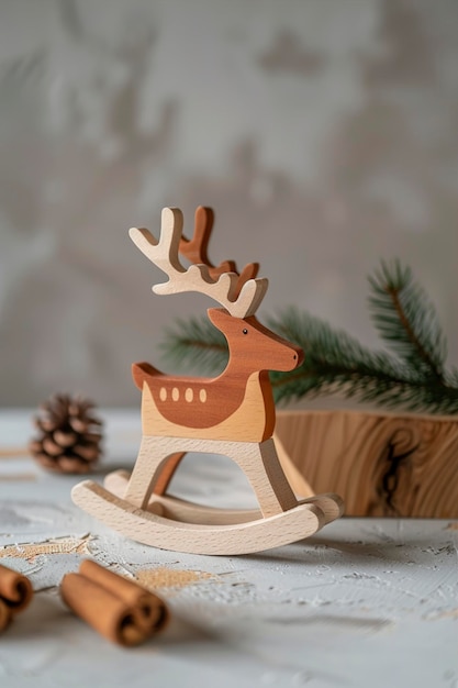 Wooden Toy Deer on Rocking Horse