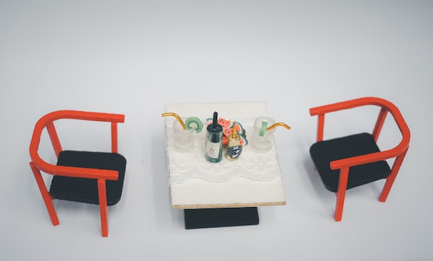 Wooden Toy Furniture for Children miniature table for a drink with chairs in the living room