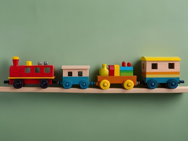 Photo wooden toy train and blocks