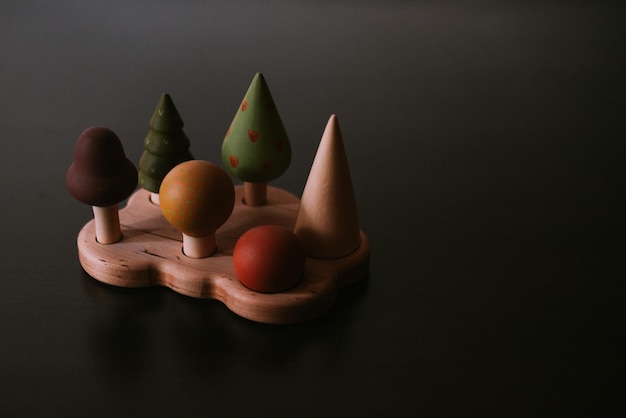 Photo wooden toys in children's room