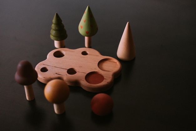 Photo wooden toys in children's room