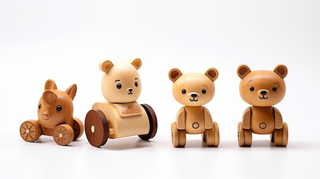 Wooden Toys Including Toy Truck and Bear