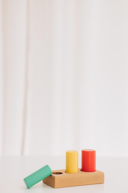 Wooden toys isolated on white background