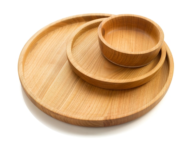 Wooden tray isolated 