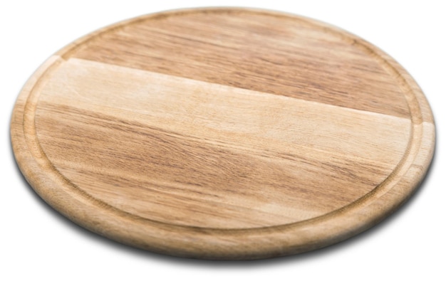 wooden  tray for meat and vegetable on white background