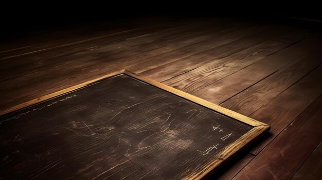 A wooden tray with a gold frame on the floor