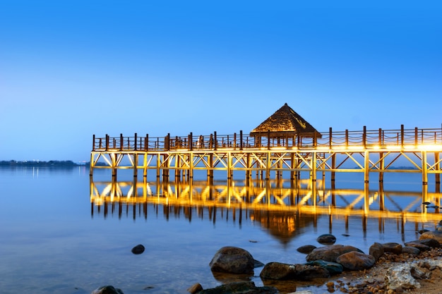 Wooden trestle bridge