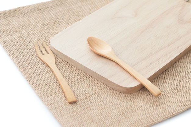 Wooden utensils (spoon, fork, wood plate)