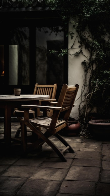 Wooden veranda for morning coffee