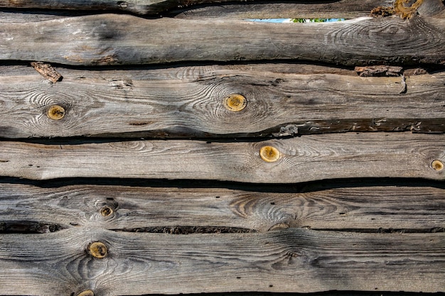 Wooden vintage texture with the remains of paint. Old boards and straps close-up