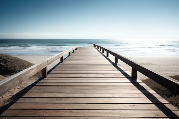 Wooden walkway at the beach in summer AI generated