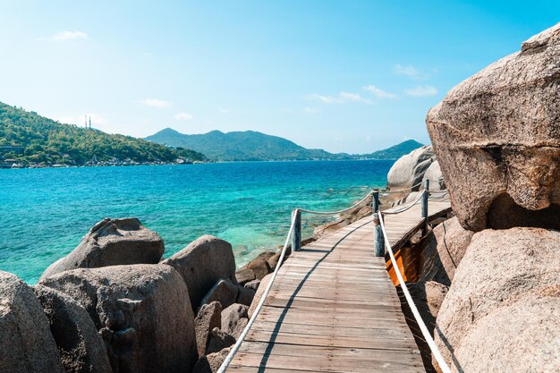 Wooden walkway on Koh Tao Thailand