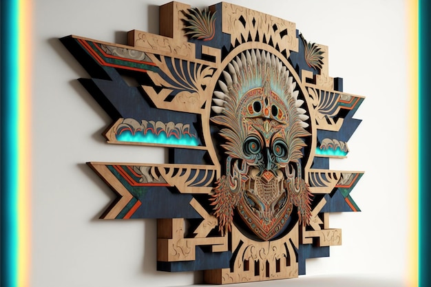 A wooden wall art with a skull on it