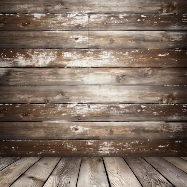 Photo wooden wall and floor background with old wooden planks texture