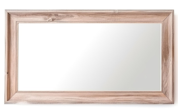 Деревянная стеновая зеркальная рама на белом фоне