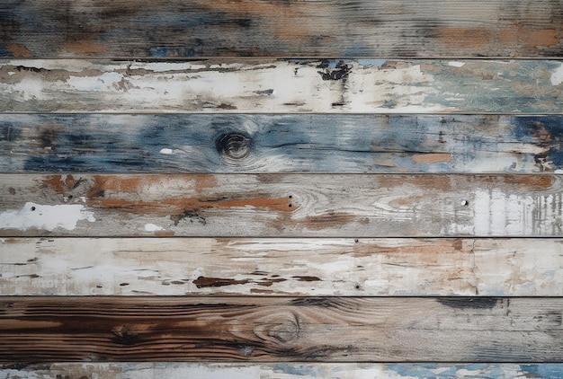 A wooden wall with a blue and brown color.