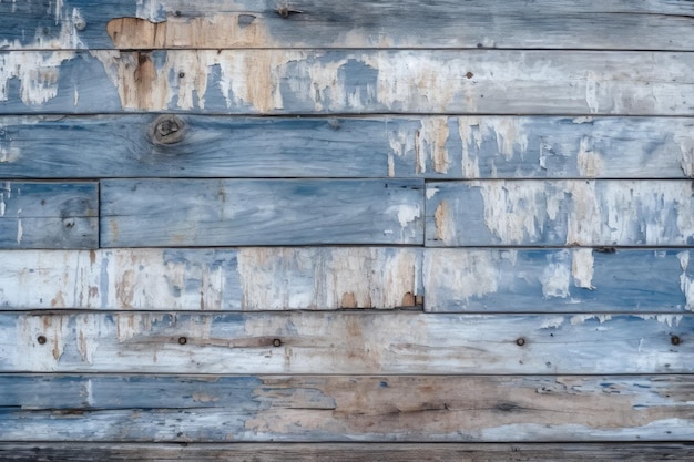 A wooden wall with blue paint