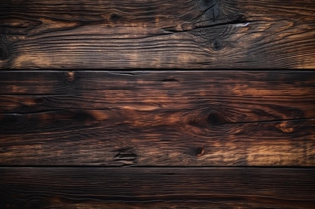 A wooden wall with a dark brown background and a wooden floor.