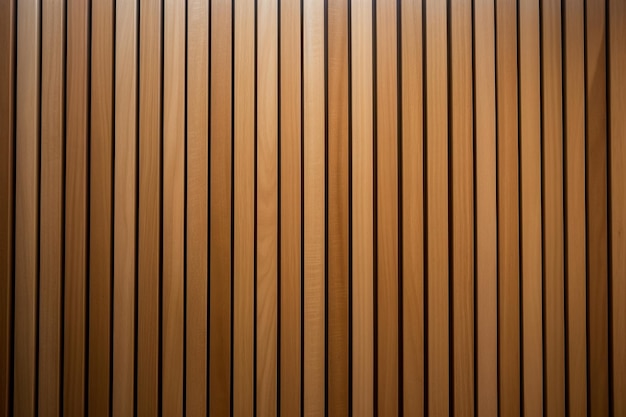 Photo a wooden wall with a dark brown slat pattern.