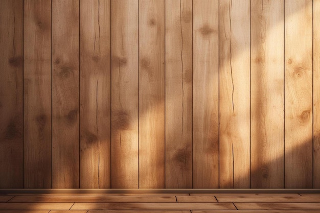 a wooden wall with the sun shining through the window