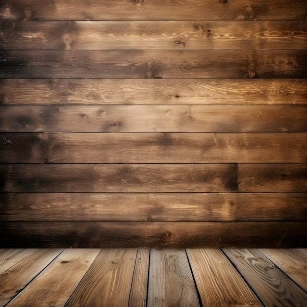 A wooden wall with a wooden floor and a wooden floor