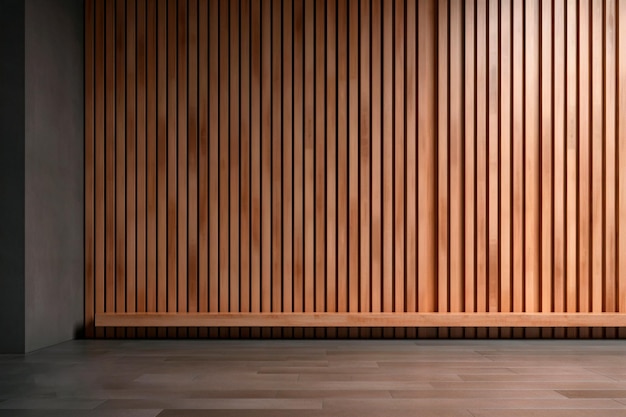 A wooden wall with a wooden slat wall in the background.