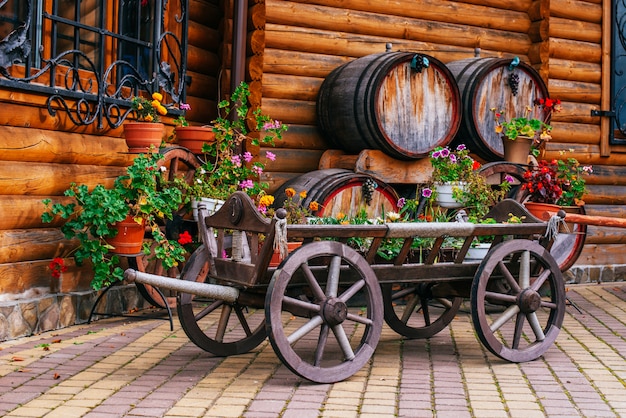 Wooden wheel cart