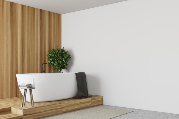 Wooden and white bathroom corner