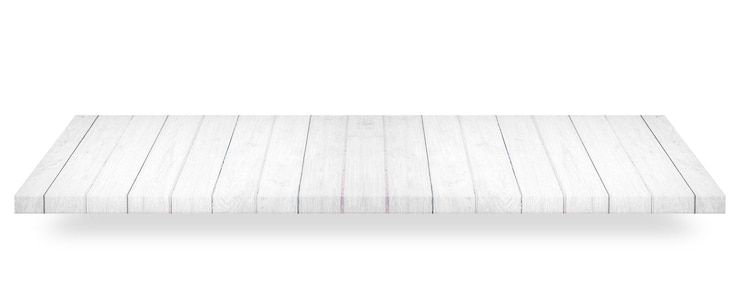 Photo wooden white tabletop or wood shelf isolated on white background object with clipping path