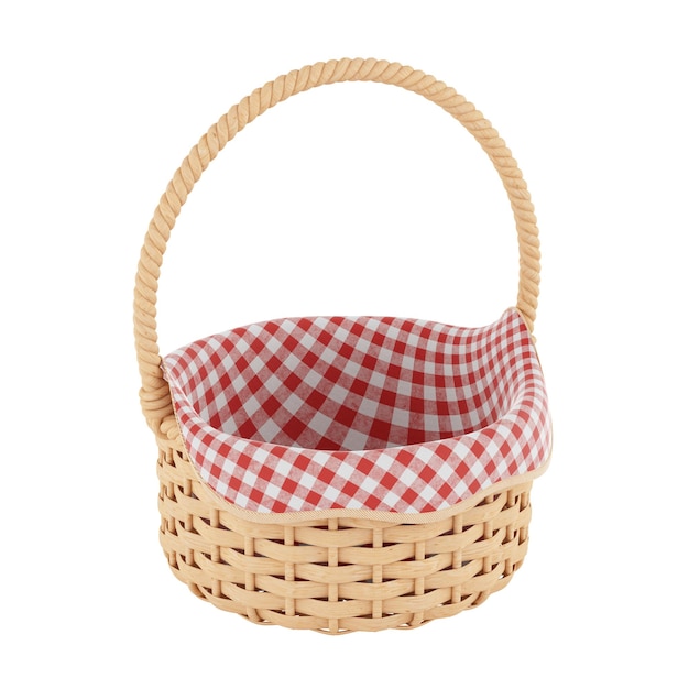 wooden wicker basket 3d rendering