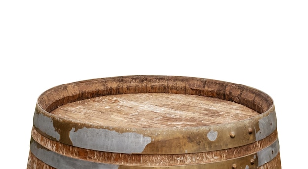 Photo wooden wine barrel on isolated white background