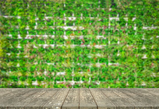 Wooden with plant background