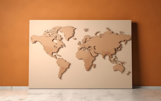 Photo a wooden world map on a wall