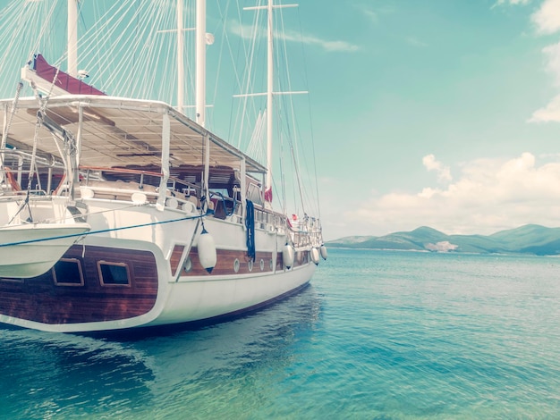 Wooden Yacht In Sea Port, Travel Concept