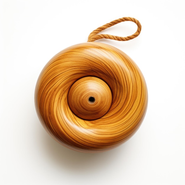 Wooden yoyo wooden toy isolated on white background