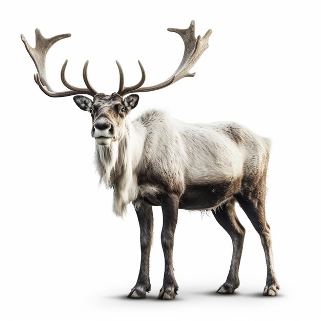 woodland caribou on white background