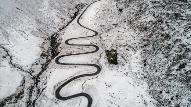 Woodland and road with snow