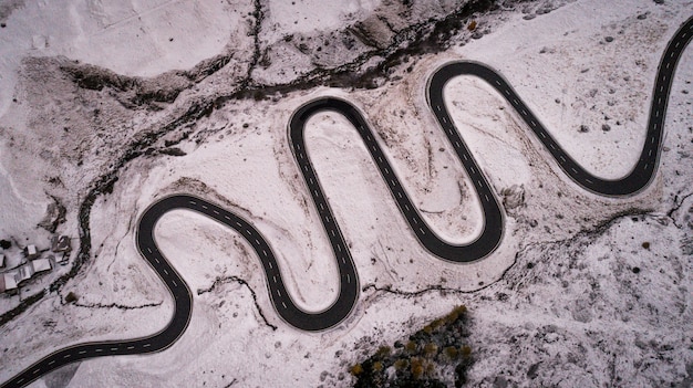 Woodland and road with snow