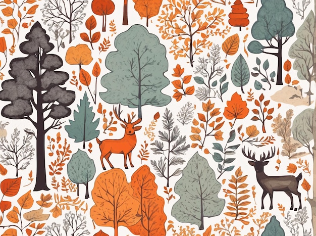 Woodland Sketch Wallpaper Design