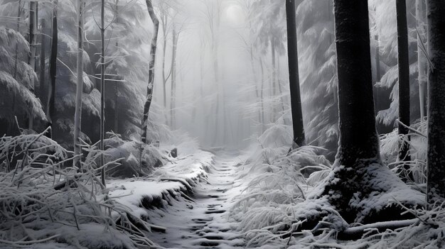 Woodland Trail In Woods Winter