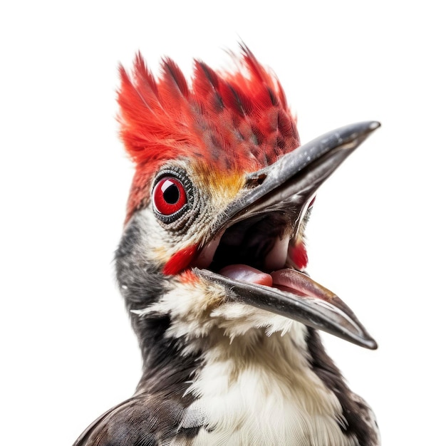 Photo a woodpecker bird with red crest