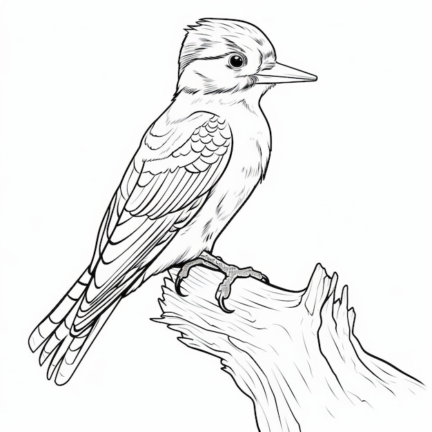 Photo woodpecker coloring page for toddlers