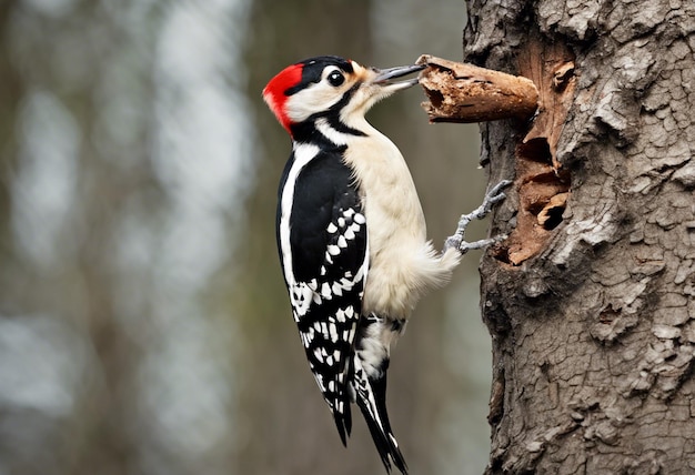 woodpecker pecking at a tree